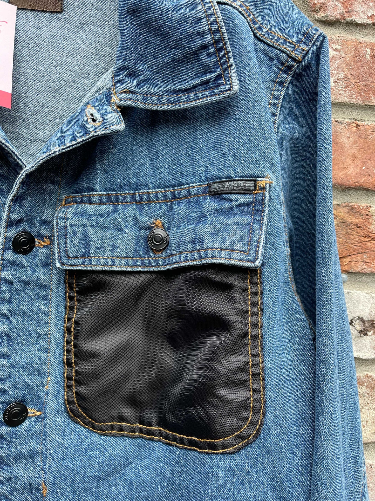 hudson nylon pocket denim trucker jacket