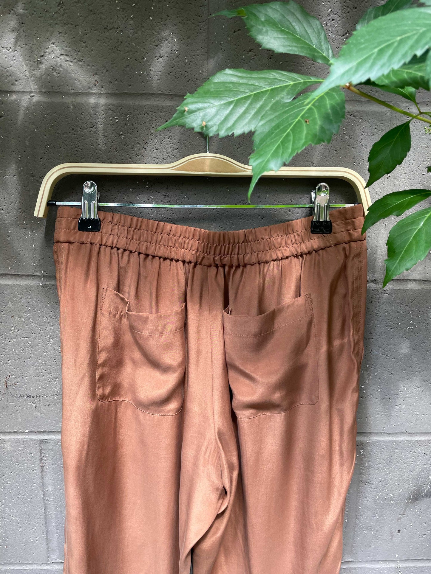 club monaco tan silk pants