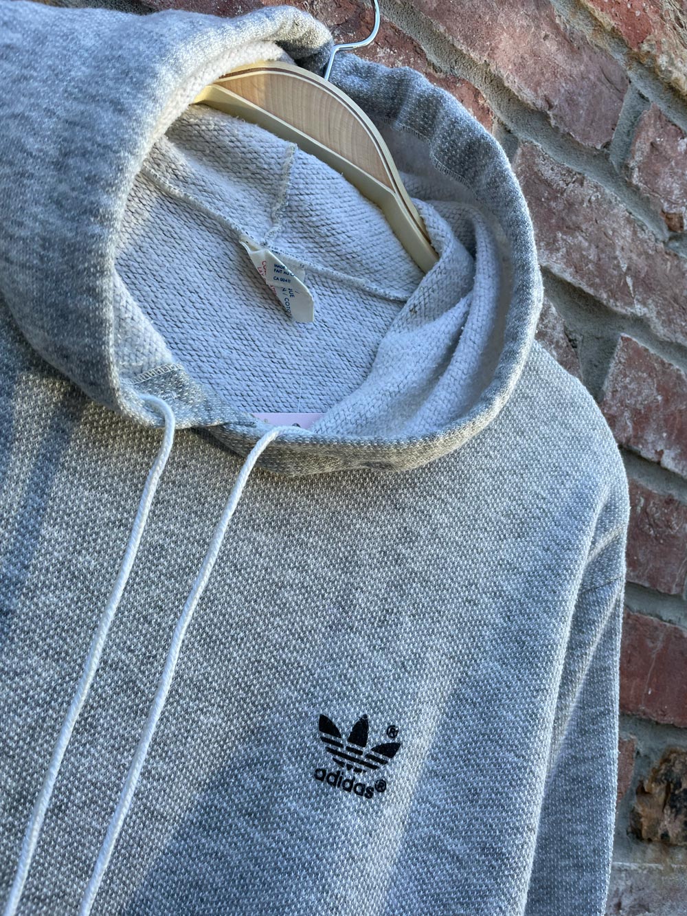 vintage 80s adidas grey minimal hoodie