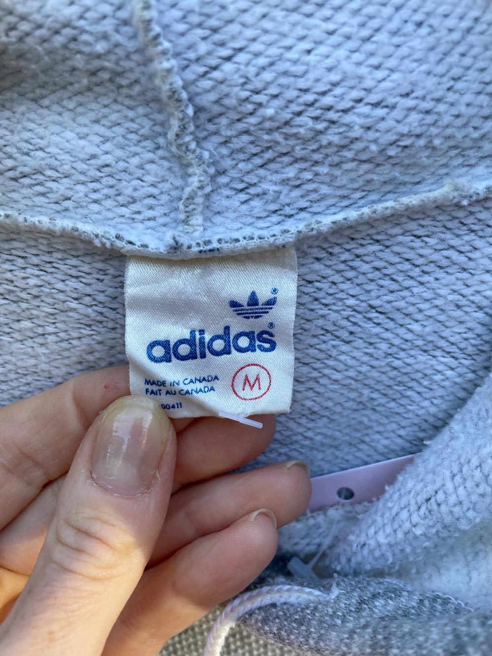 vintage 80s adidas grey minimal hoodie