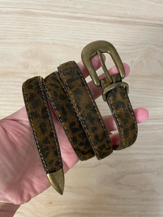 animal printed suede leather belt