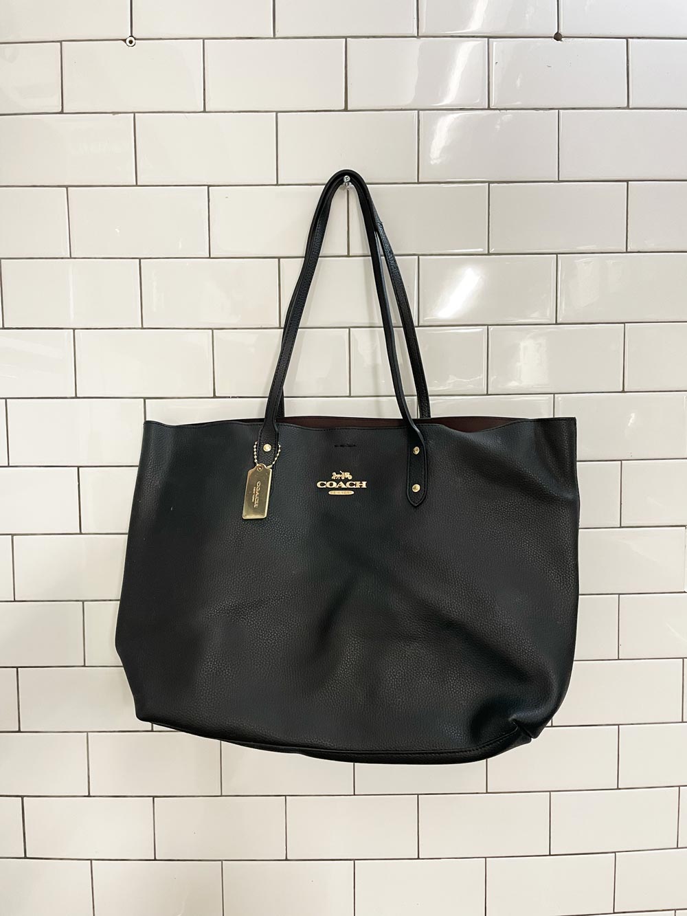 coach faux leather town tote