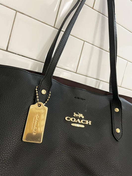 coach faux leather town tote