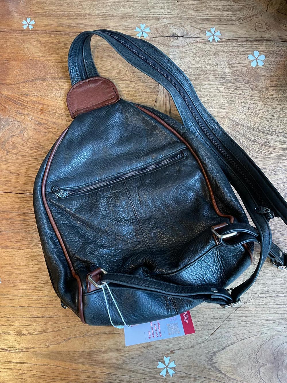 vintage 90s minimal two-tone leather backpack