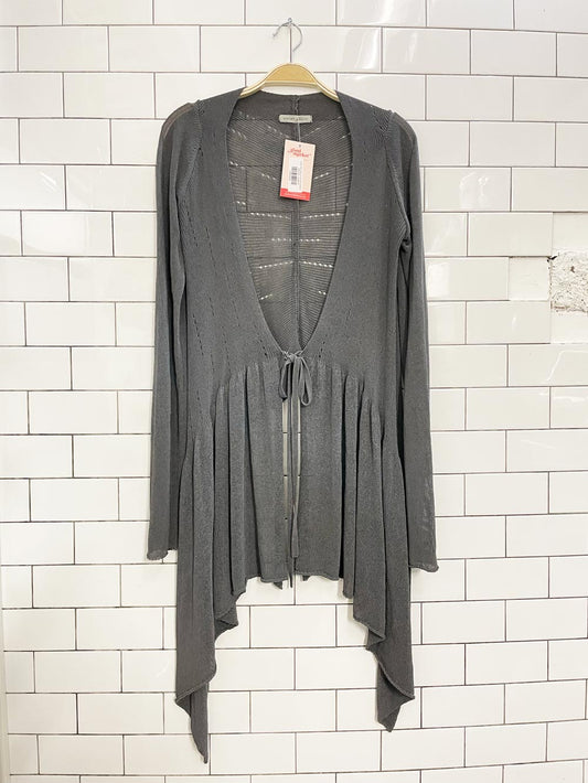 sarah pacini drape tie front knit cardigan top