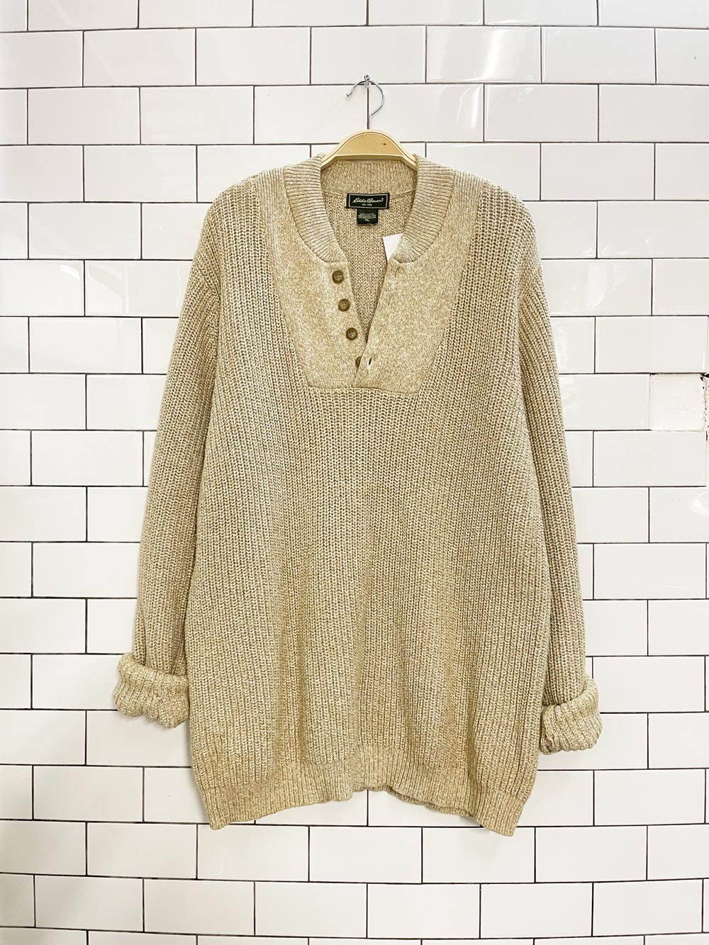 eddie bauer cozy cotton 1/4 button sweater