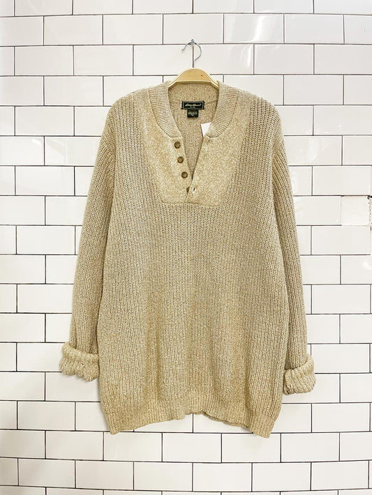 eddie bauer cozy cotton 1/4 button sweater