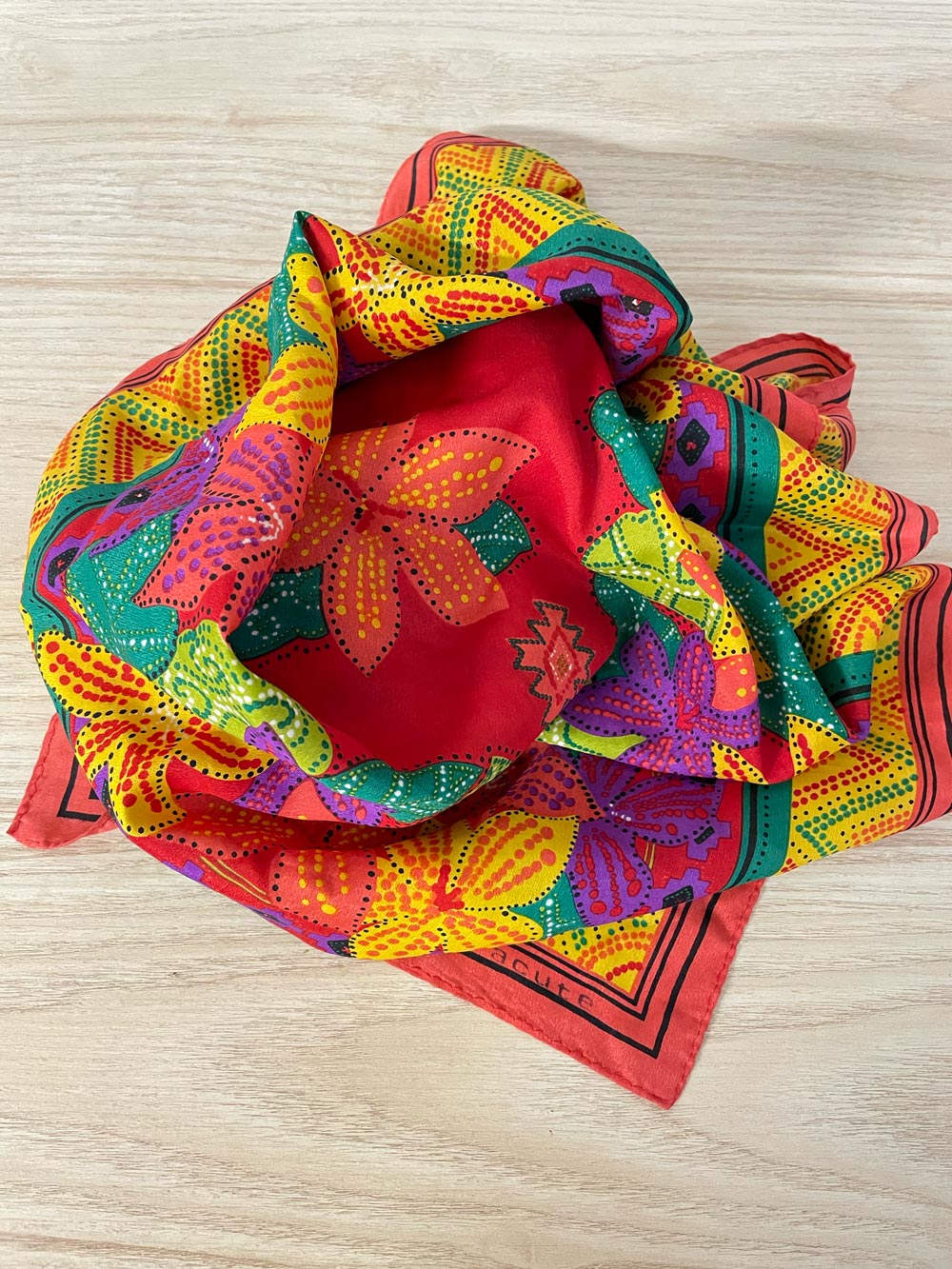 vintage acute colourful floral square scarf