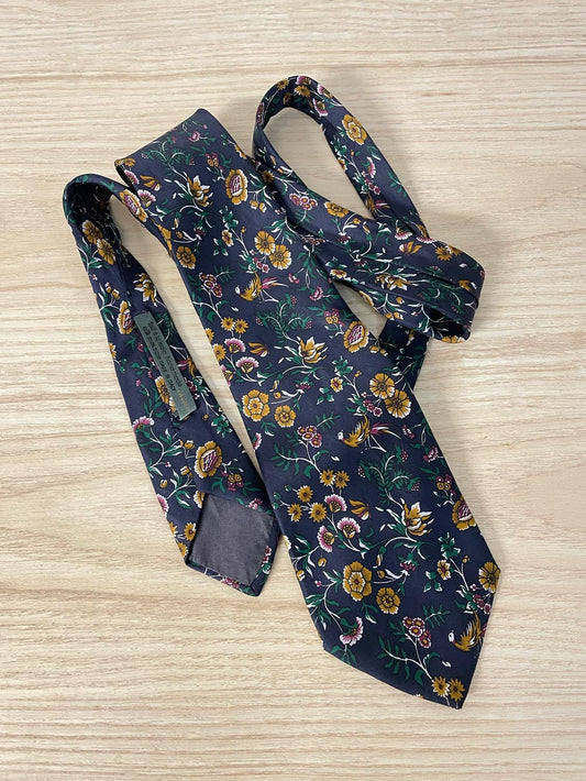 vintage ag grand luxe flowers + birds silk tie