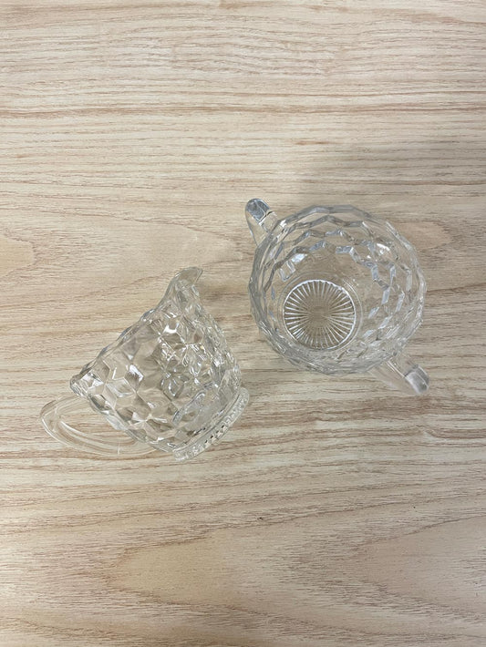 vintage depression glass milk + creamer set