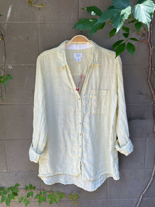 sigrid olsen limoncello 100% linen shirt