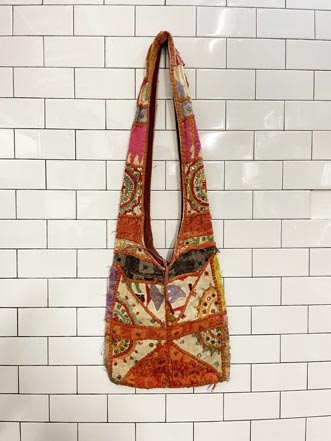 vintage boho kantha crossbody bag