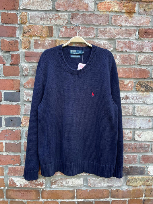 vintage 00s polo RL cotton knit logo crew