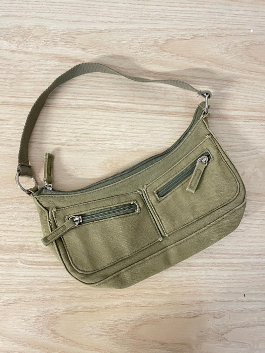 y2k green twill mini shoulder bag