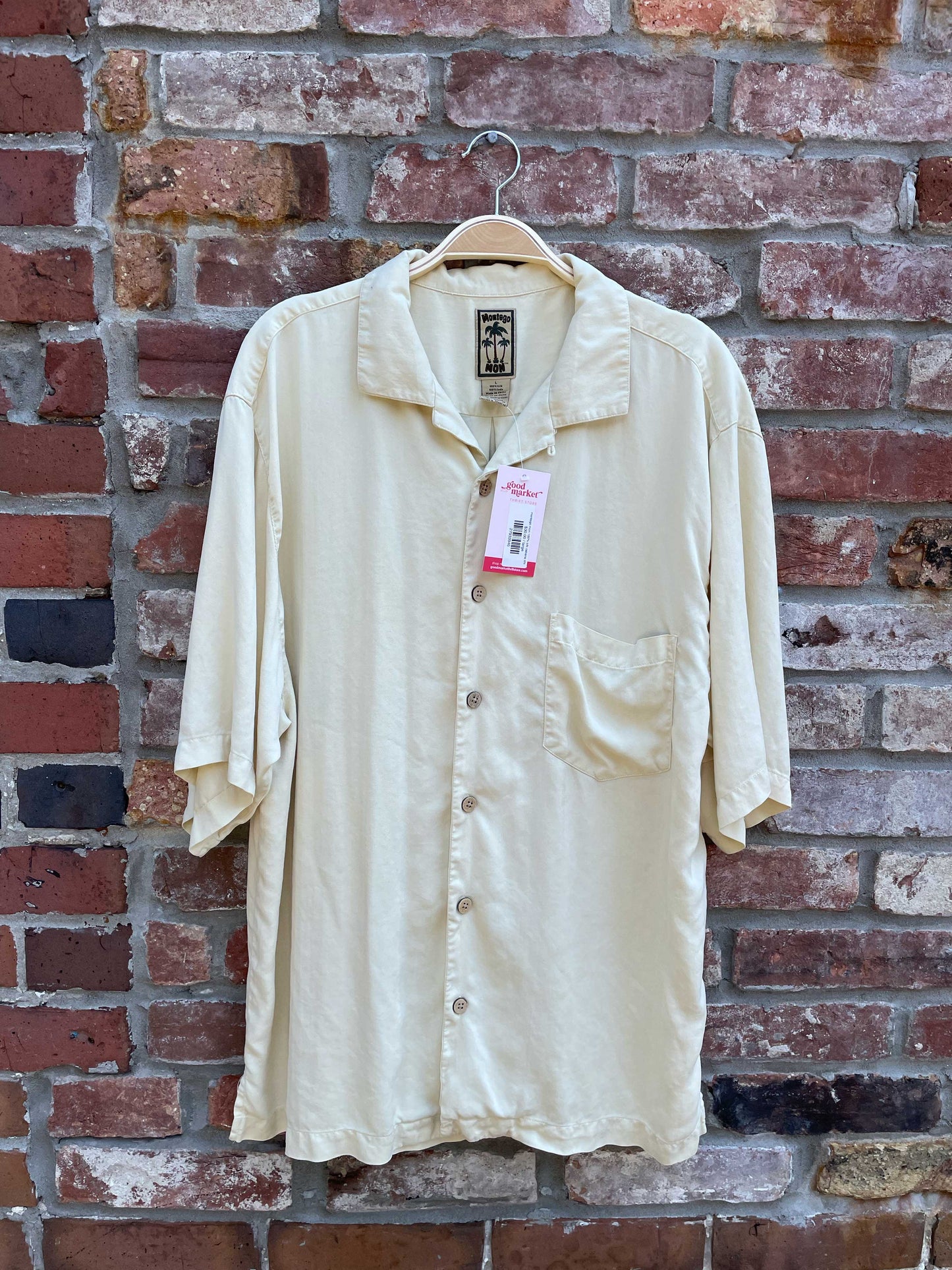 montego mon 100% silk cabana shirt