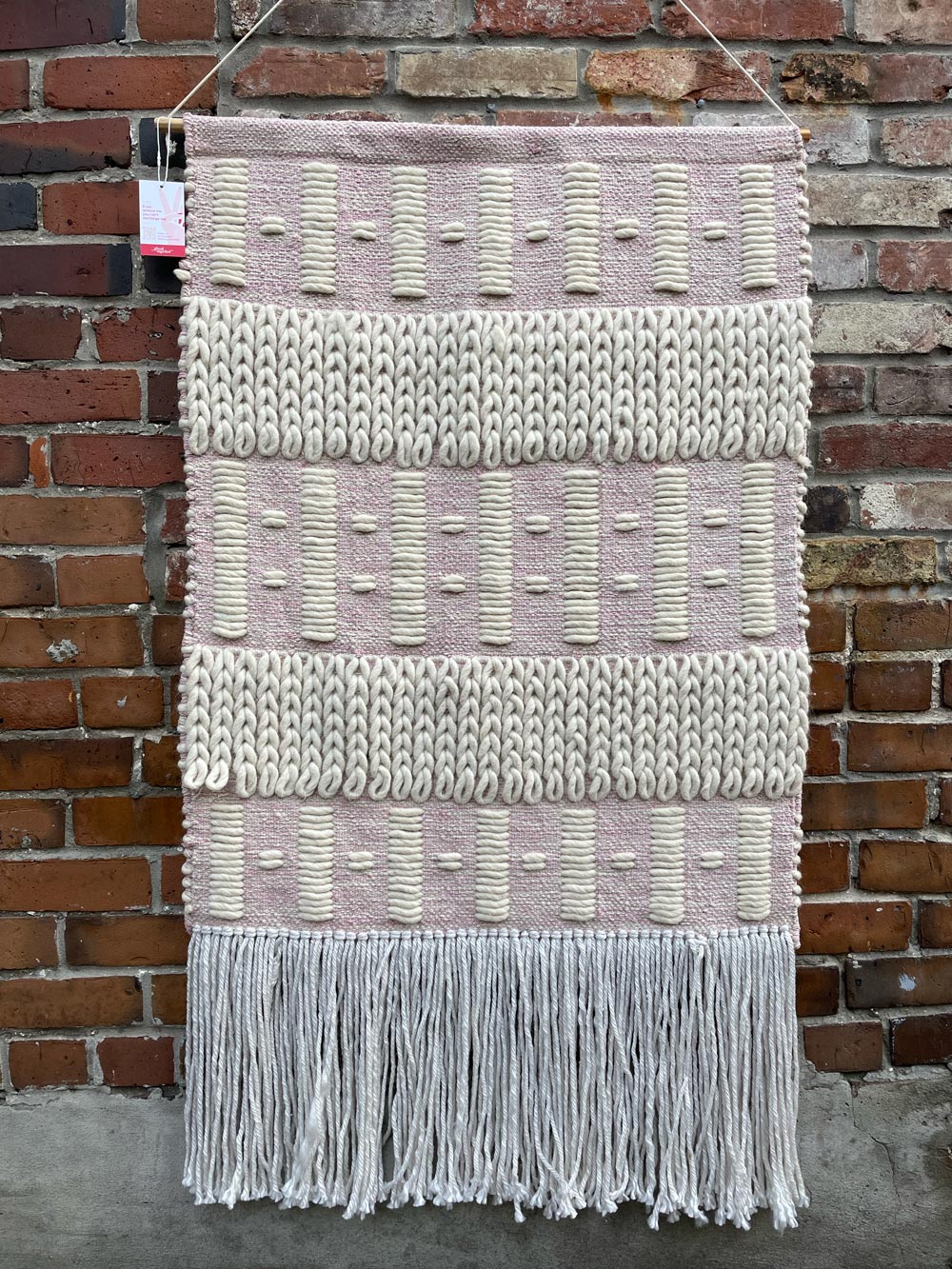 boho pink woven xl wall hanging