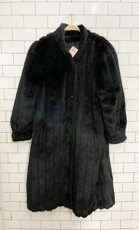 vintage 80s image faux fur long coat