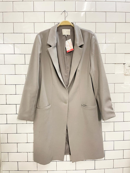 oak + fort single button long blazer jacket