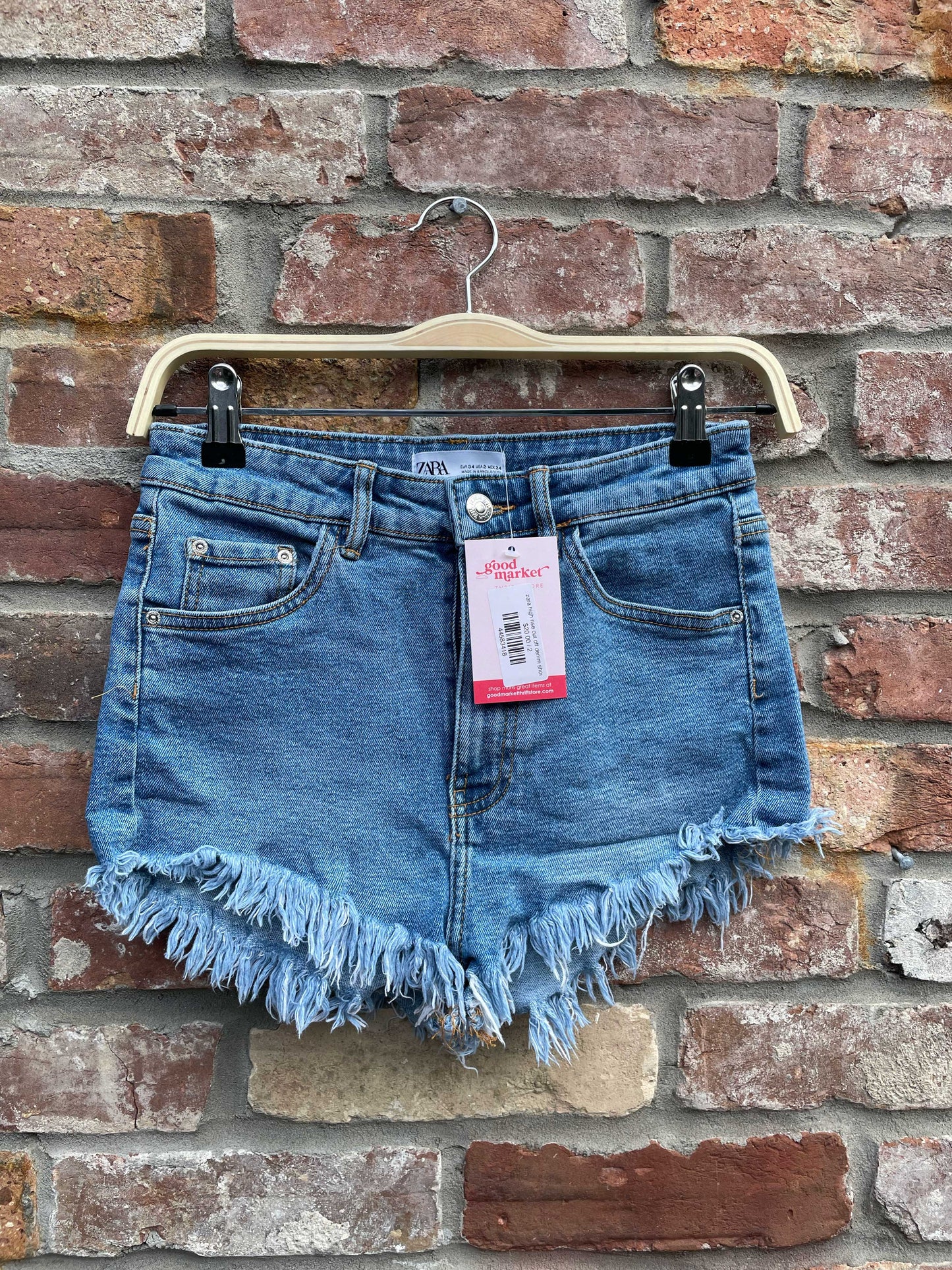 zara high rise cut off denim short