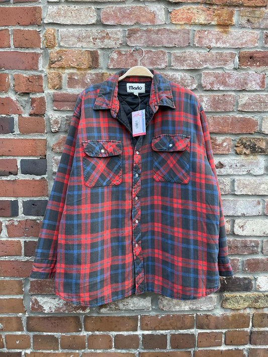 vintage mark's flannel quilted shirt jacket