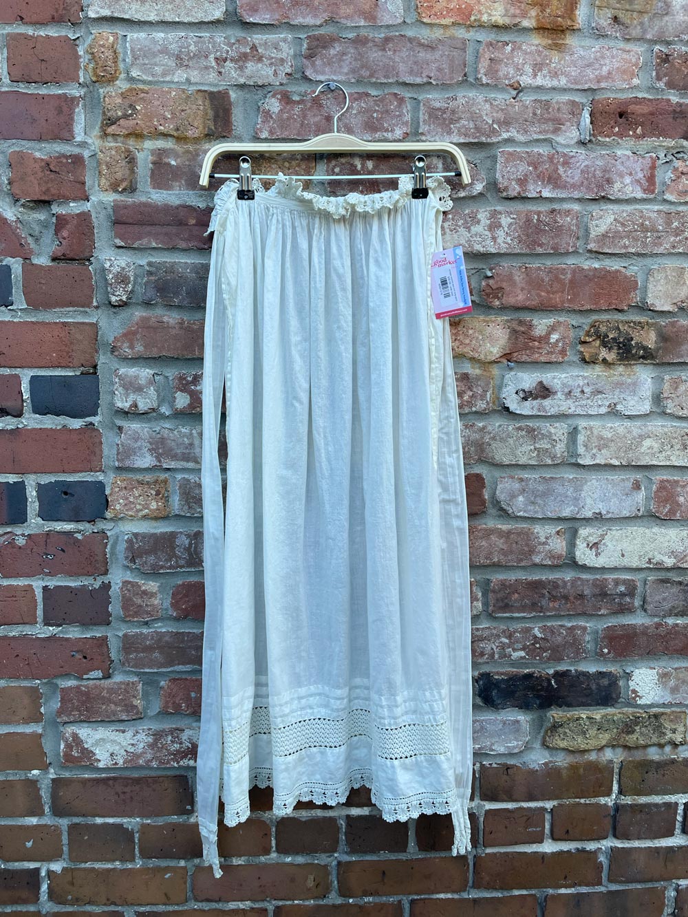 vintage crochet lace trim long apron