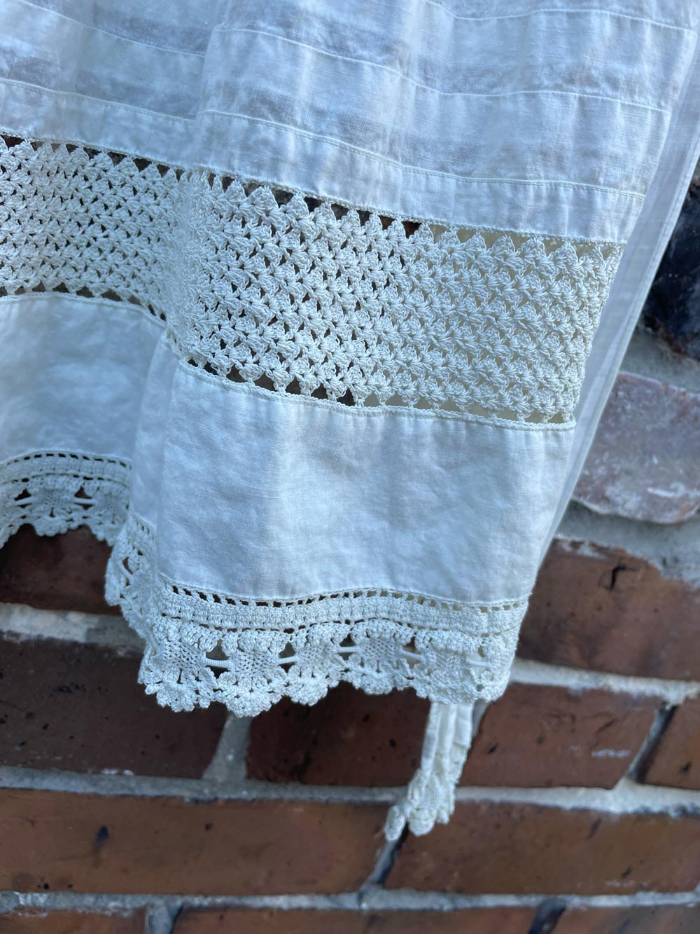 vintage crochet lace trim long apron