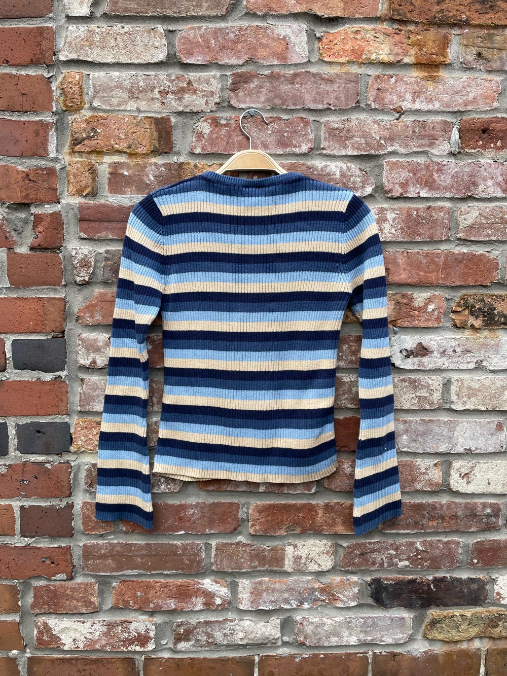 y2k jacob jr lace up stripe knit top