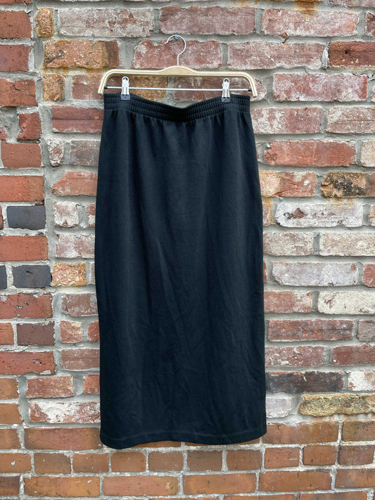 vintage black long knit minimal skirt