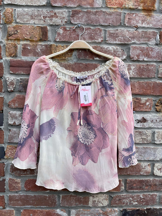 y2k chiffon floral blouse