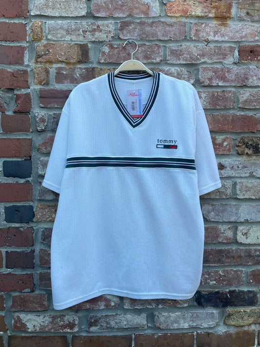 vintage 90s tommy ribbed v-neck tee