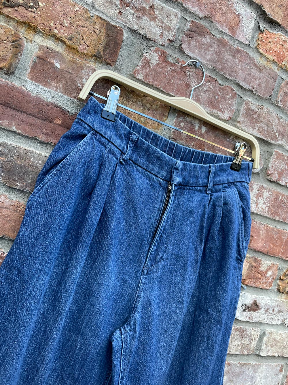 gap pleated wide leg denim trouser