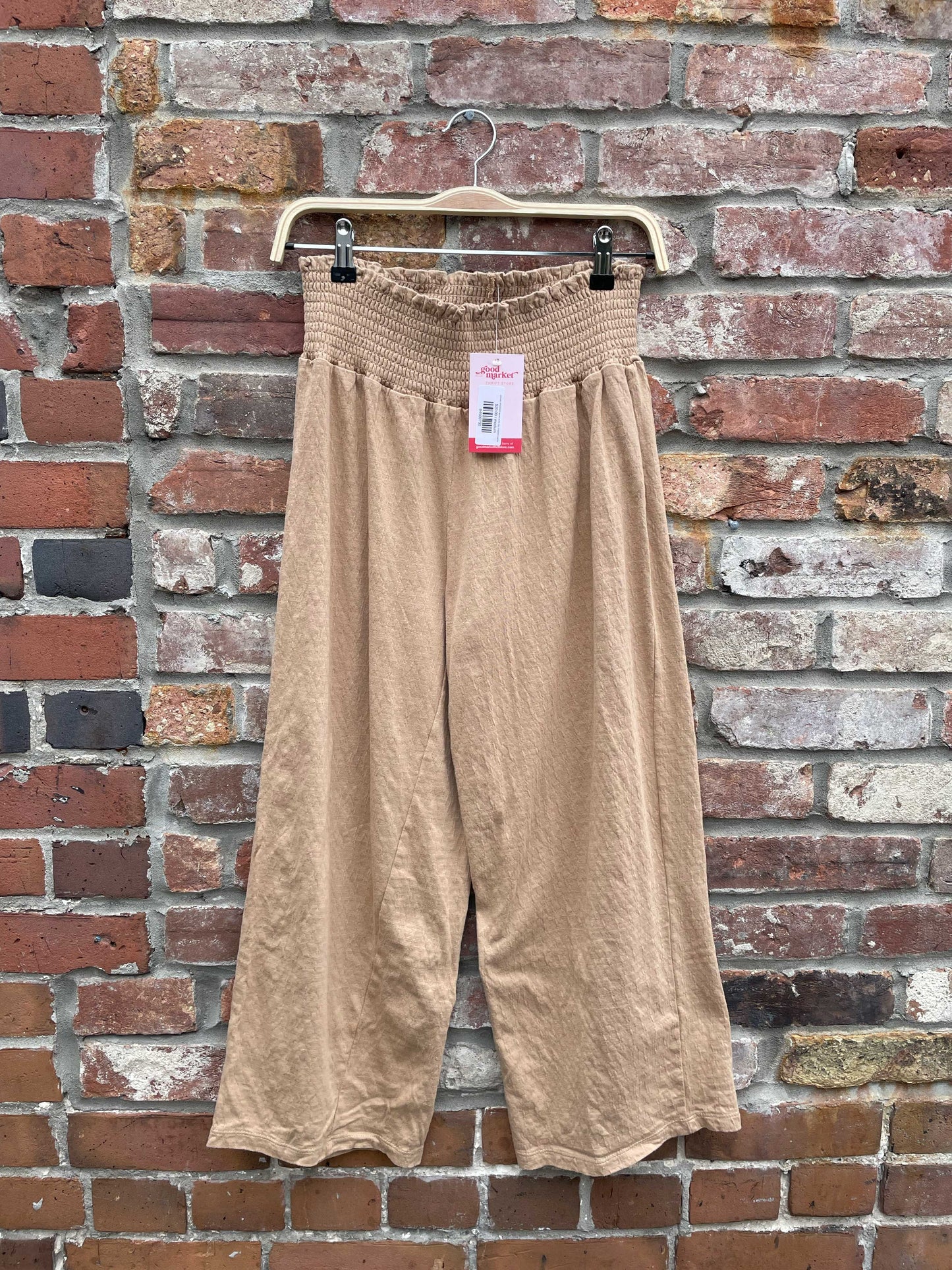 pieces smocked waist wide leg cropped pants