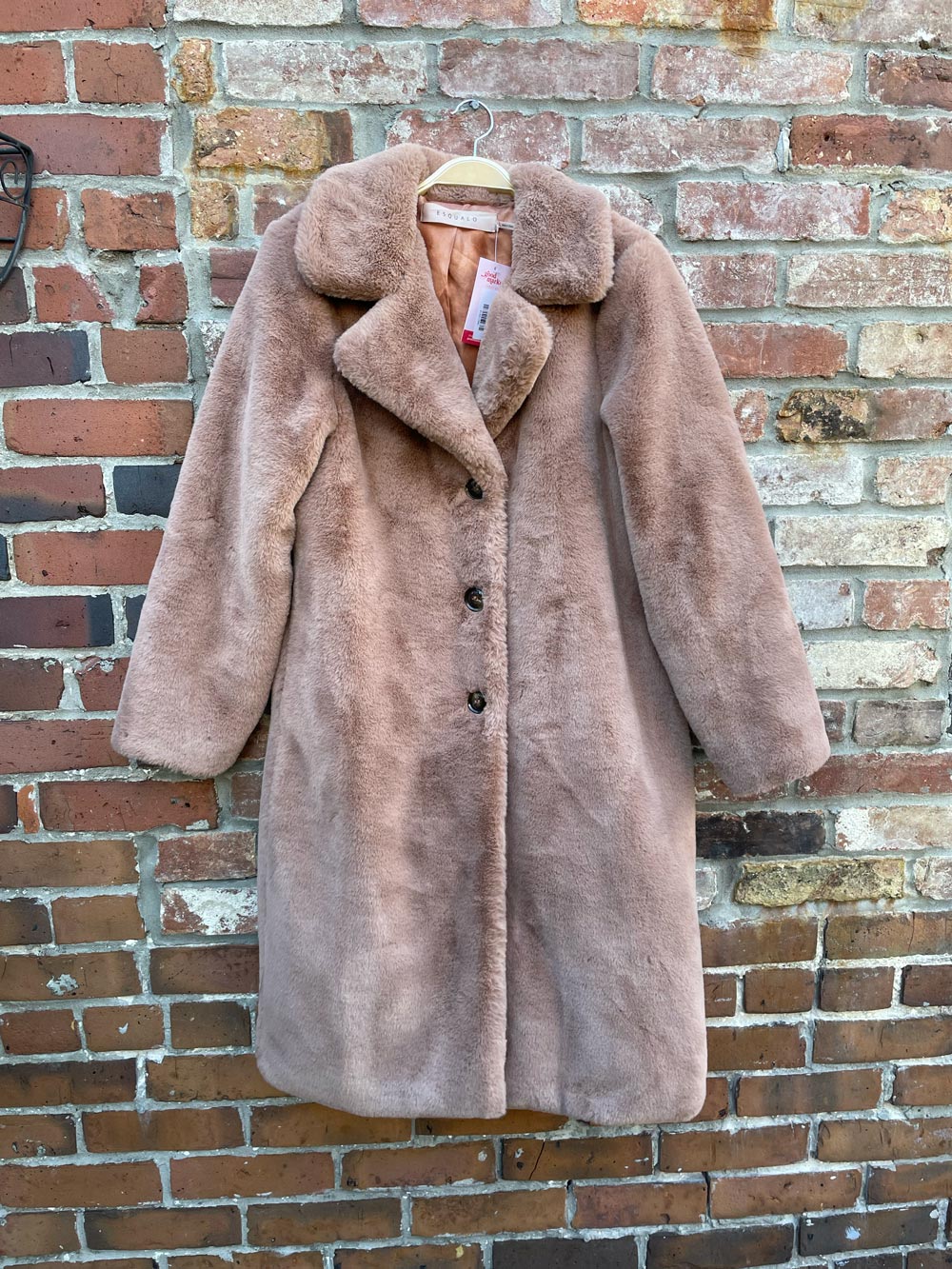 esqualo long brown teddy coat