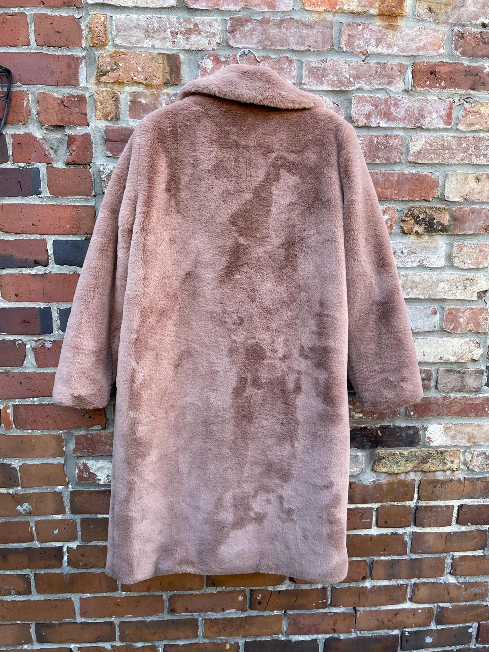 esqualo long brown teddy coat