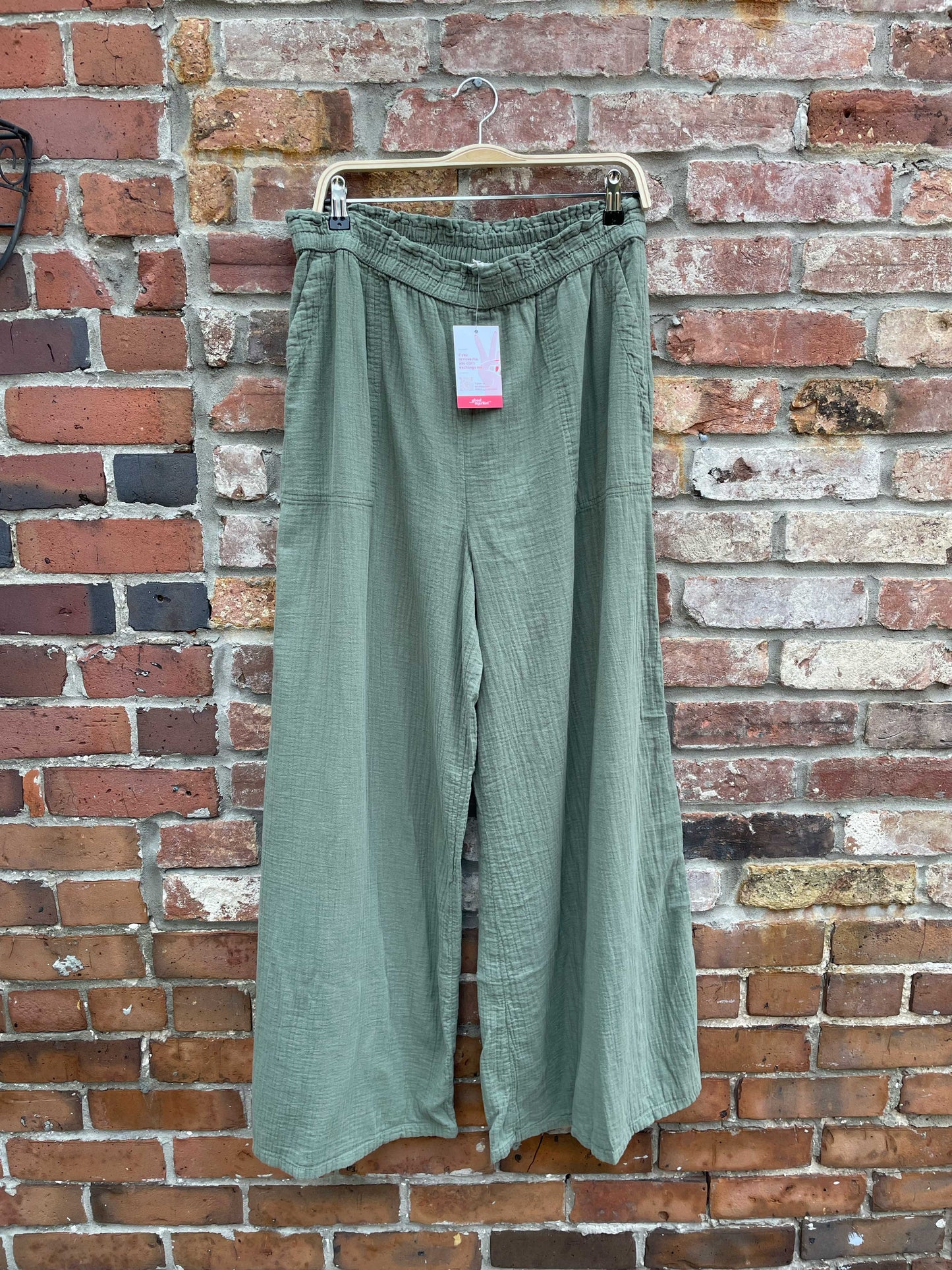 aerie pool to party gauze cotton wide leg pants