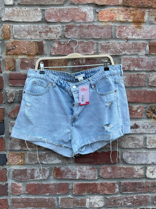 h&m button fly high rise denim shorts