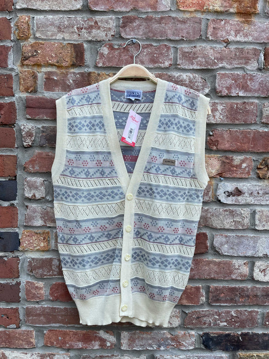 vintage edwin pointelle knit grandpa vest