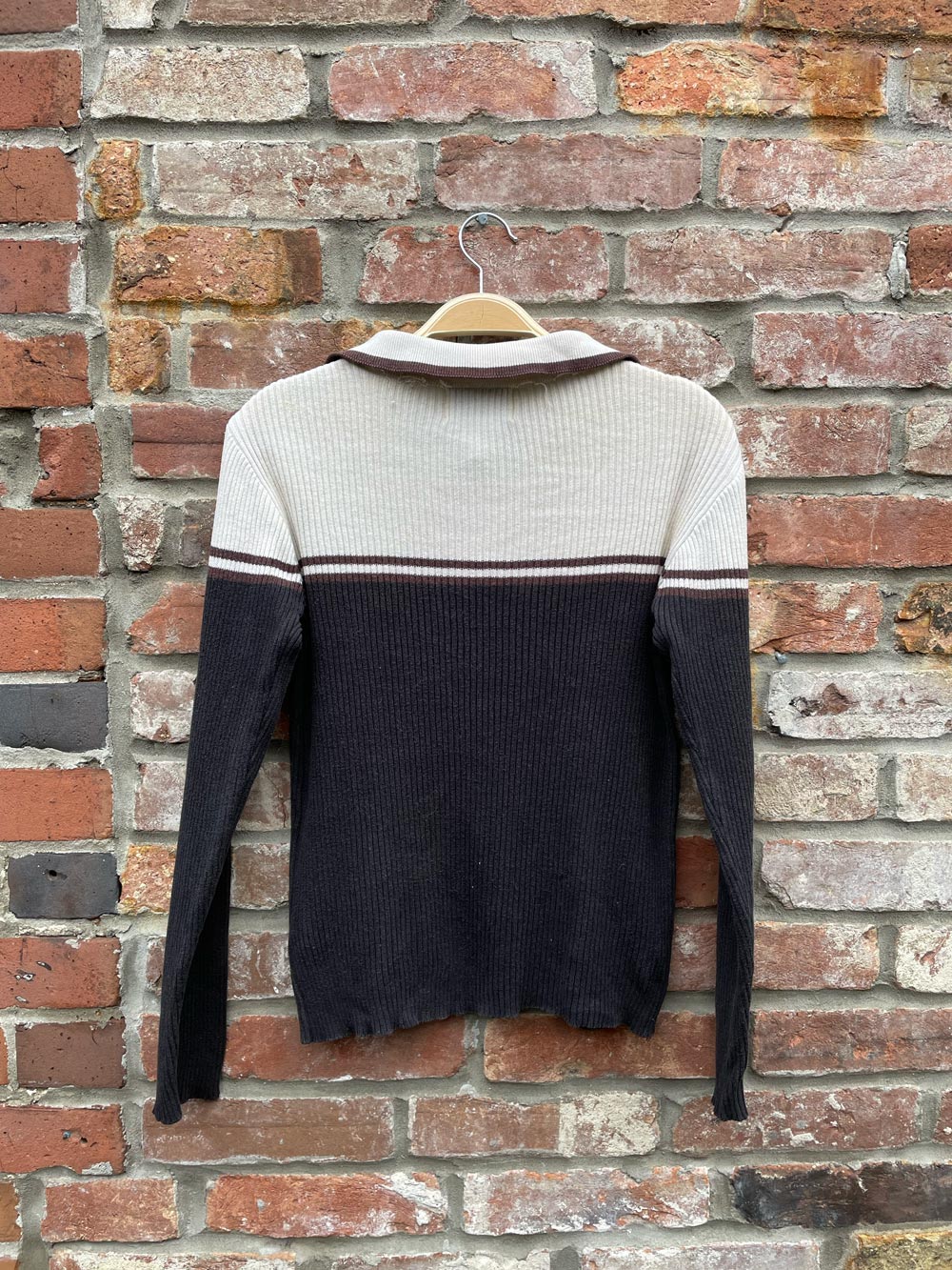 vintage 00s cotton ginny rib knit collared sweater