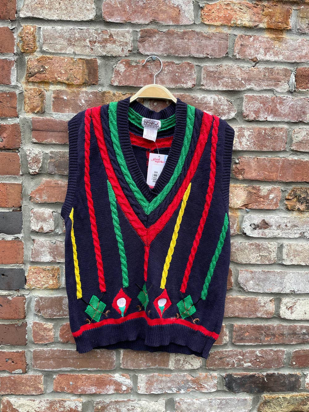 vintage pbj sport cable knit golf sweater vest