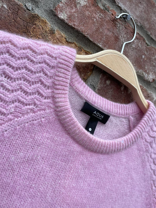 aqua cashmere pink knit 100% cashmere sweater