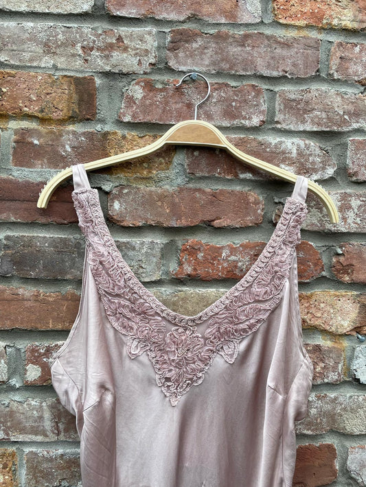 vintage winter silks embroidered slip dress