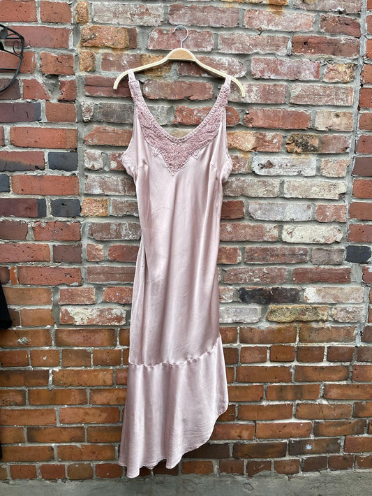 vintage winter silks embroidered slip dress