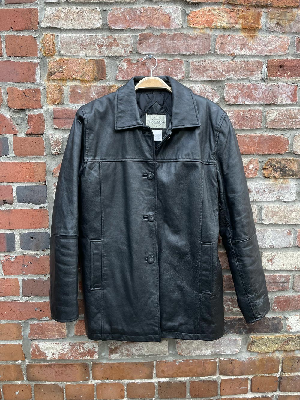 vintage 00s sequence minimal leather jacket