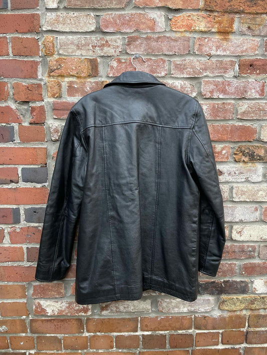 vintage 00s sequence minimal leather jacket