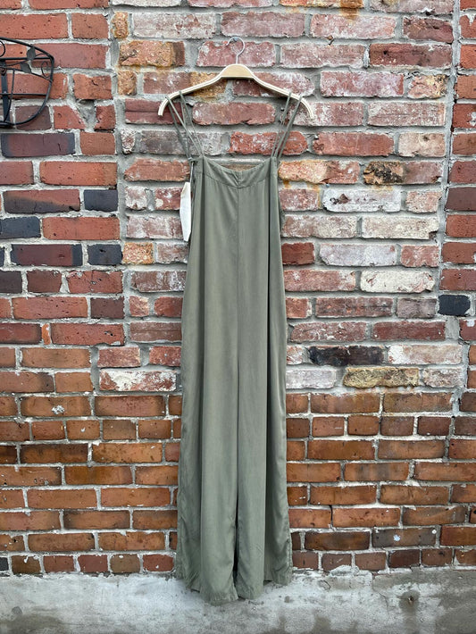 nwt aboutsome minimal sage tie back overalls