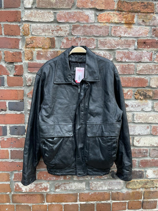 pelle cuir leather bomber jacket