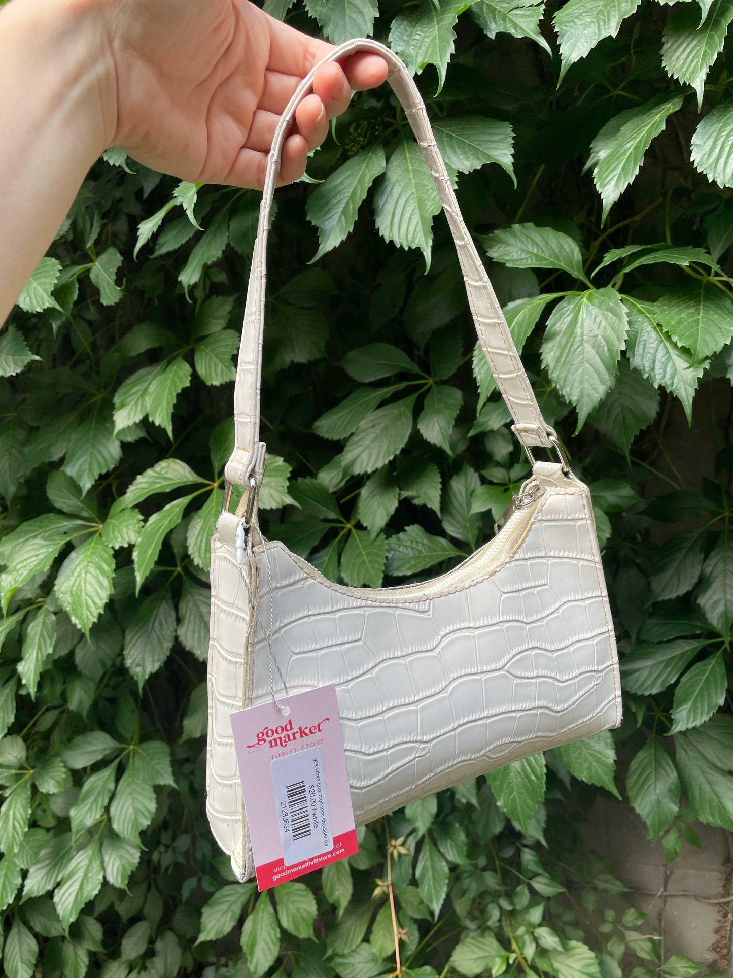 y2k white faux croc mini shoulder bag