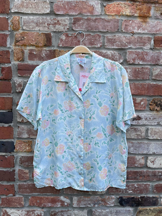 vintage silk floral button down shirt