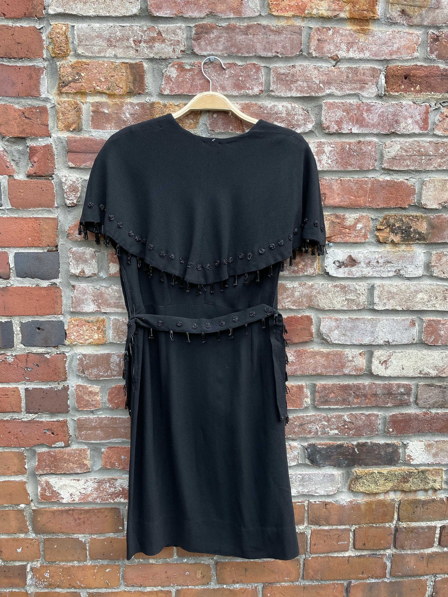 vintage beaded fringe belted dress