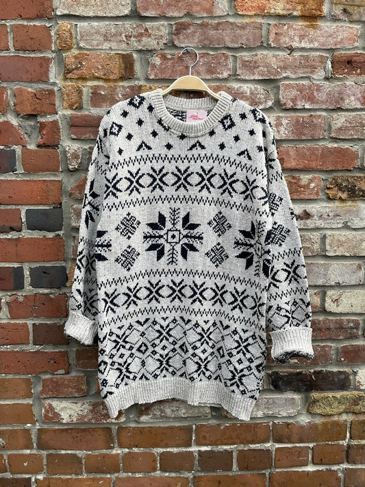 vintage r&r cotton-wool snowflake knit crew